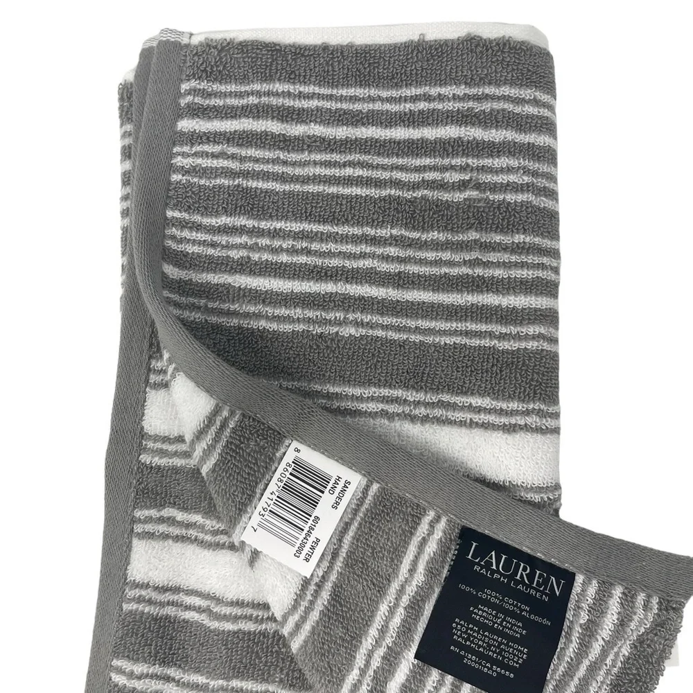 Lauren Ralph Lauren Sanders Pewter Hand Towel & 1 Wash cloth Set NWT